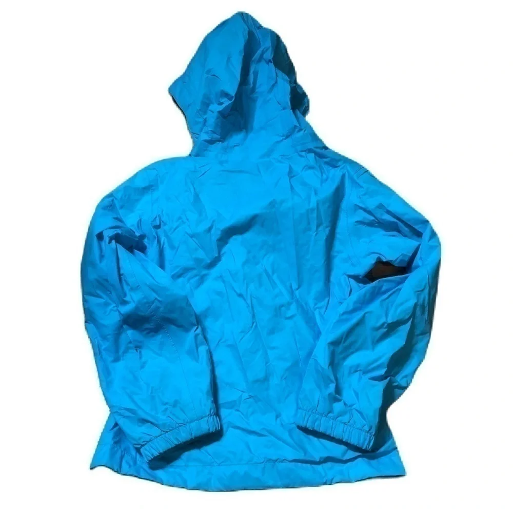 North Face Blue Rain Jacket XXS 5 Green Lined Plaid Hood Kids Hyvent